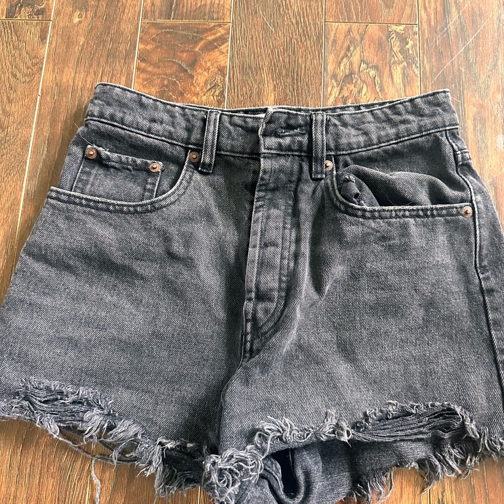 Zara Black Jean Shorts High-Waisted Distressed